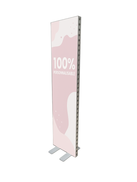 Totem personnalisable 0.5 x 2.5 mètres pour salon professionnel et évènement d'entreprise en région parisienne